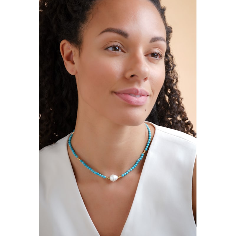 Thumbnail of Turquoise & Baroque Pearl Necklace image