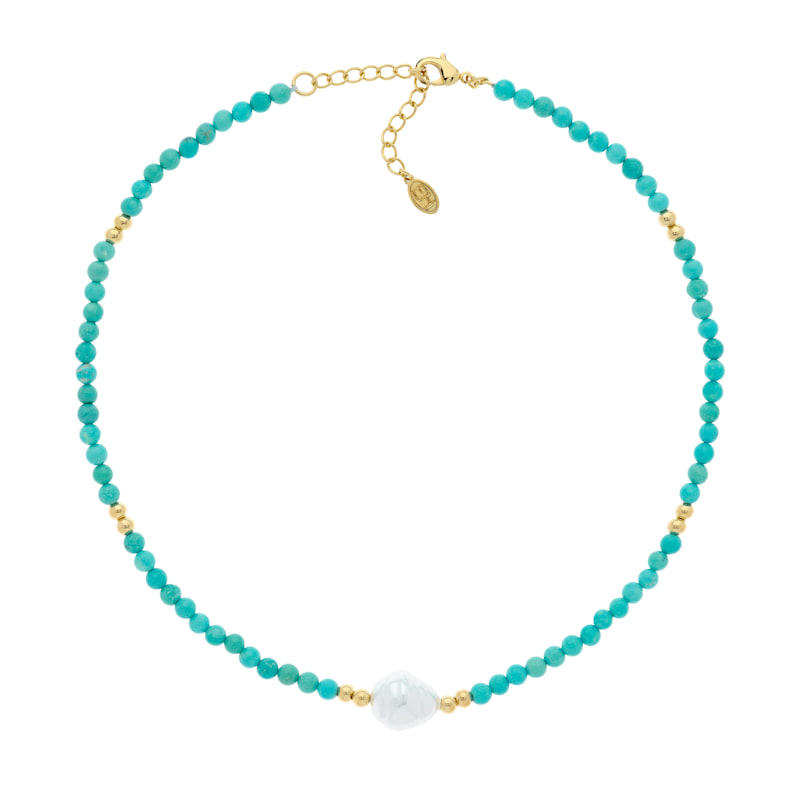 Thumbnail of Turquoise & Baroque Pearl Necklace image