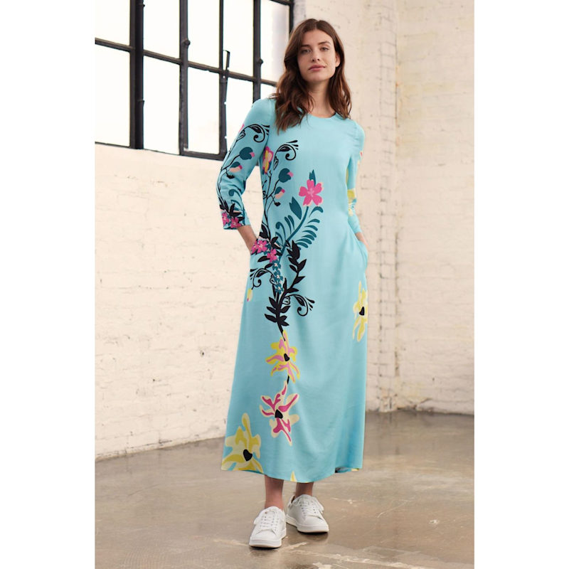 Thumbnail of Turquoise Blue Floral Maxi Dress image