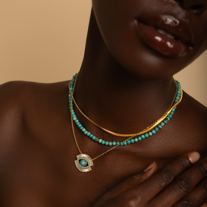 Thumbnail of Turquoise Choker Necklace, Success And Good Fortune Amplifier image