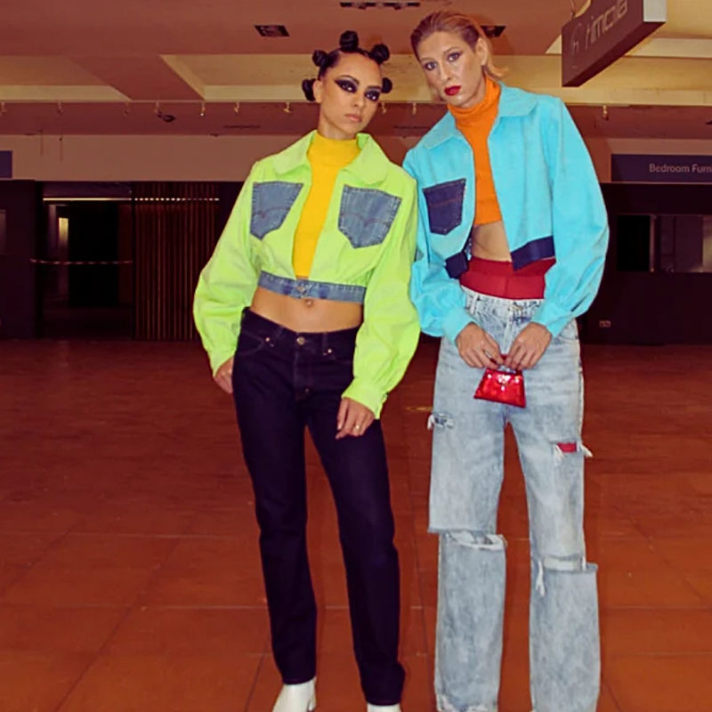 Thumbnail of Turquoise Corduroy Upcycled Denim Jacket image