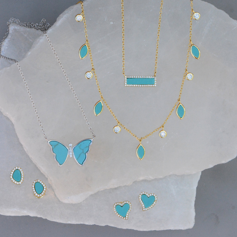 Thumbnail of Turquoise Drops Of Spring Necklace - Silver image