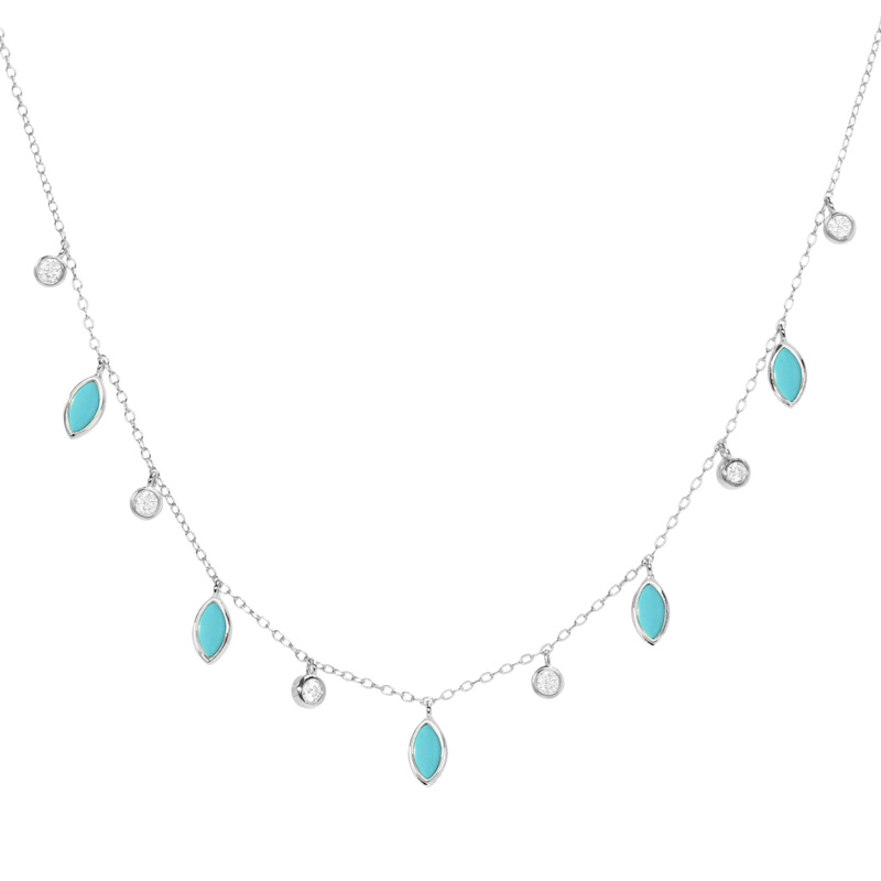 Thumbnail of Turquoise Drops Of Spring Necklace - Silver image