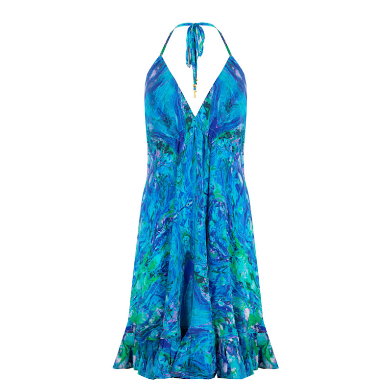 Thumbnail of Turquoise Glow Silk Mini Ibiza Dress image