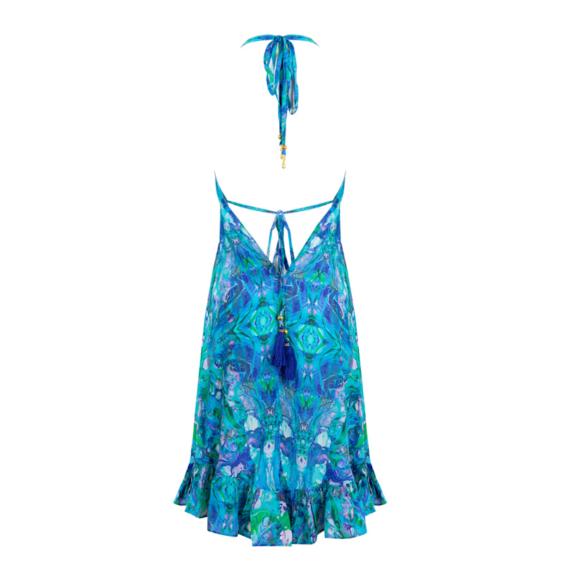 Thumbnail of Turquoise Glow Silk Mini Ibiza Dress image