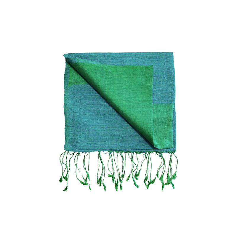 Thumbnail of Turquoise Green Handwoven Silk Scarf image