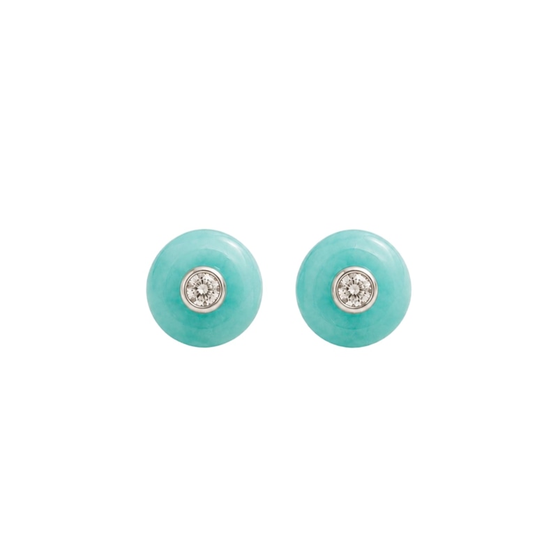 Thumbnail of Turquoise Jade And Diamond Stud Earrings image