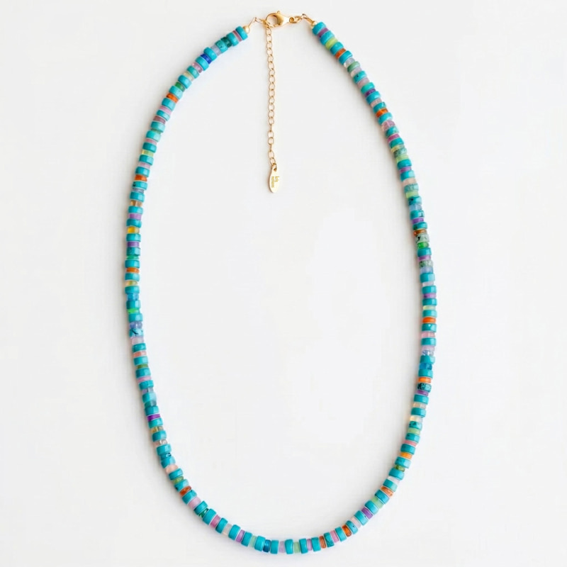 Thumbnail of Turquoise & Multicolor Opal Necklace - Silver image