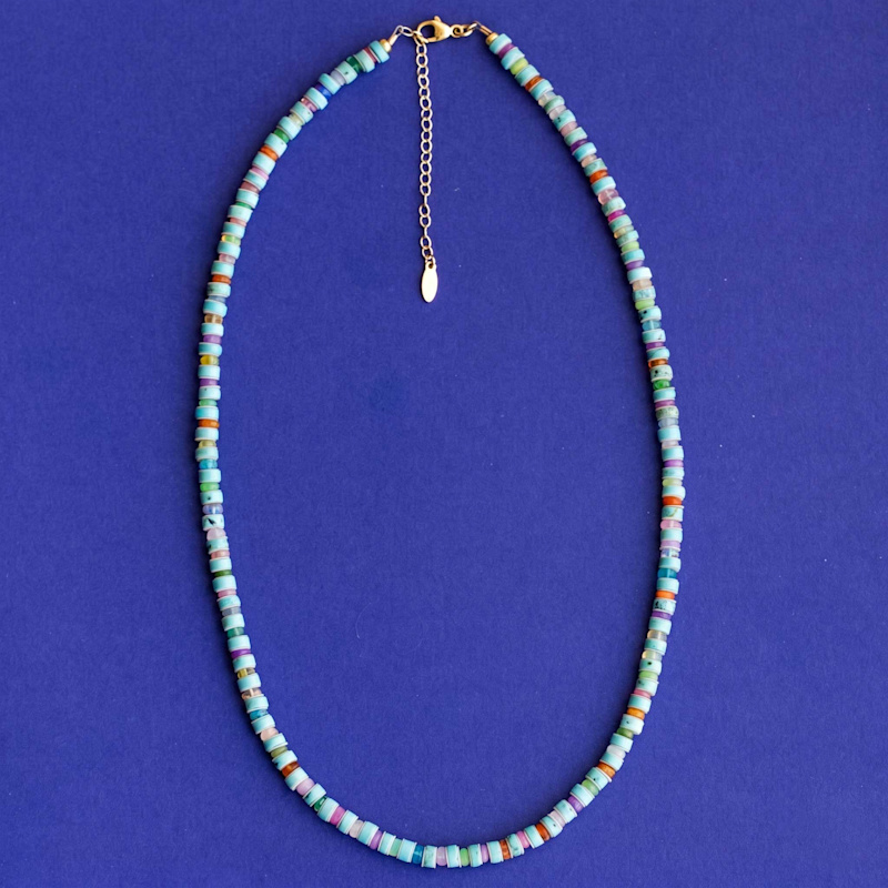 Thumbnail of Turquoise & Multicolor Opal Necklace - Silver image