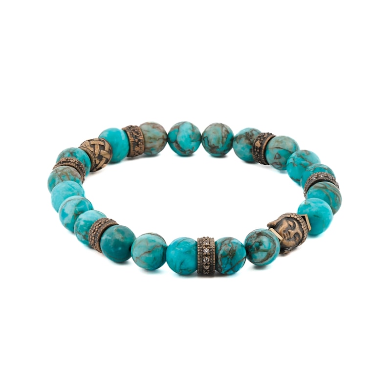 Thumbnail of Turquoise Stone & Buddha Bead Hope Bracelet - Turquoise image