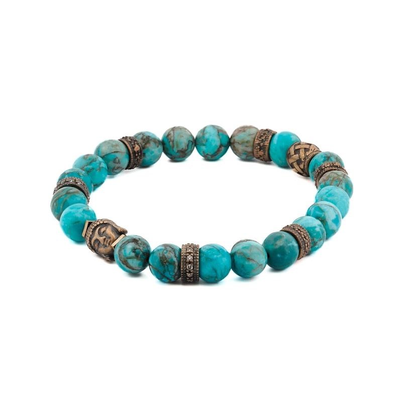 Thumbnail of Turquoise Stone & Buddha Bead Hope Bracelet - Turquoise image