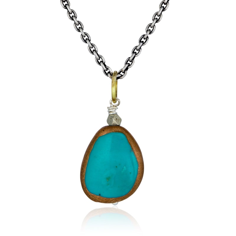 Thumbnail of Turquoise Stone Necklace On Sterling Silver Chain image