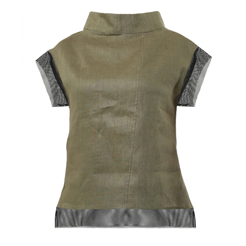 Thumbnail of Turtleneck Linen Top In Khaki image