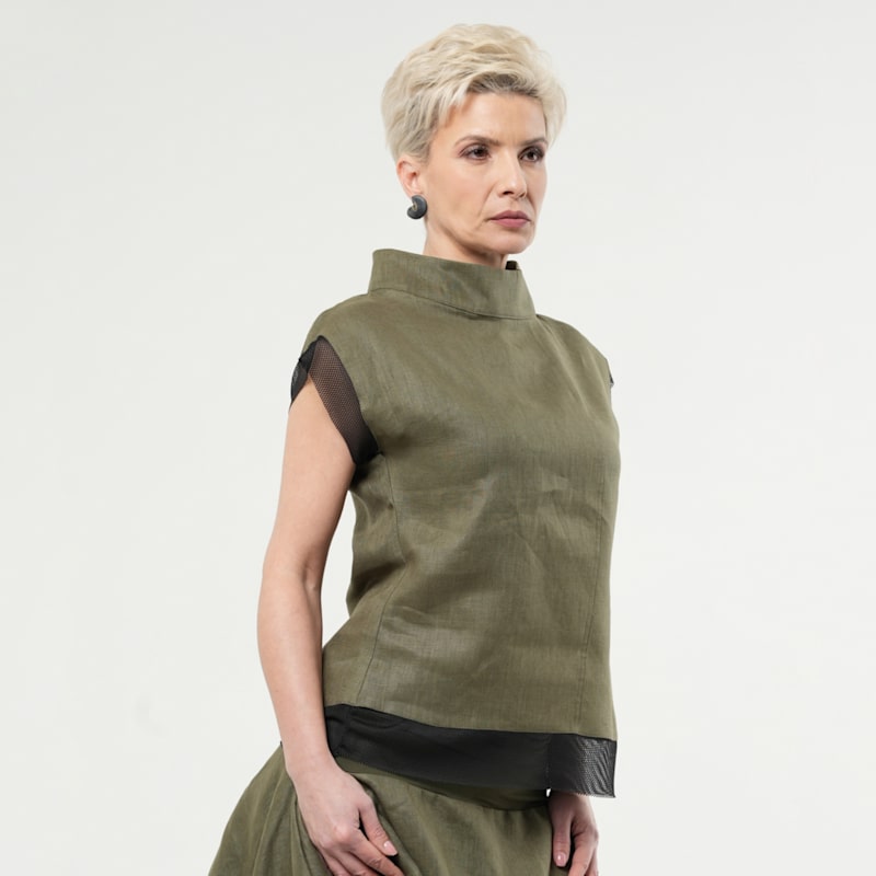 Thumbnail of Turtleneck Linen Top In Khaki image