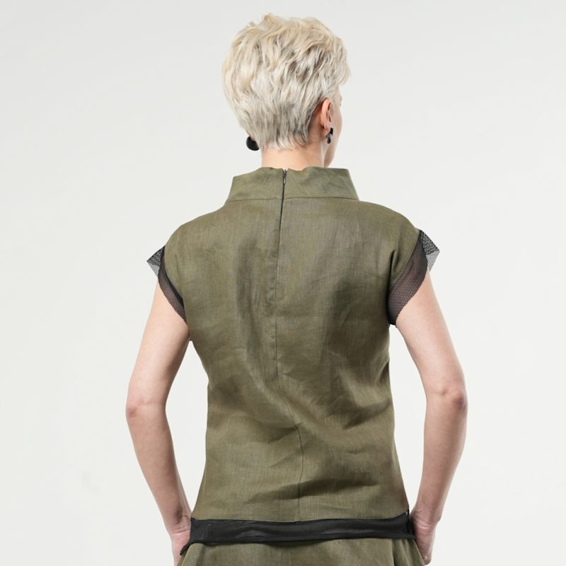 Thumbnail of Turtleneck Linen Top In Khaki image