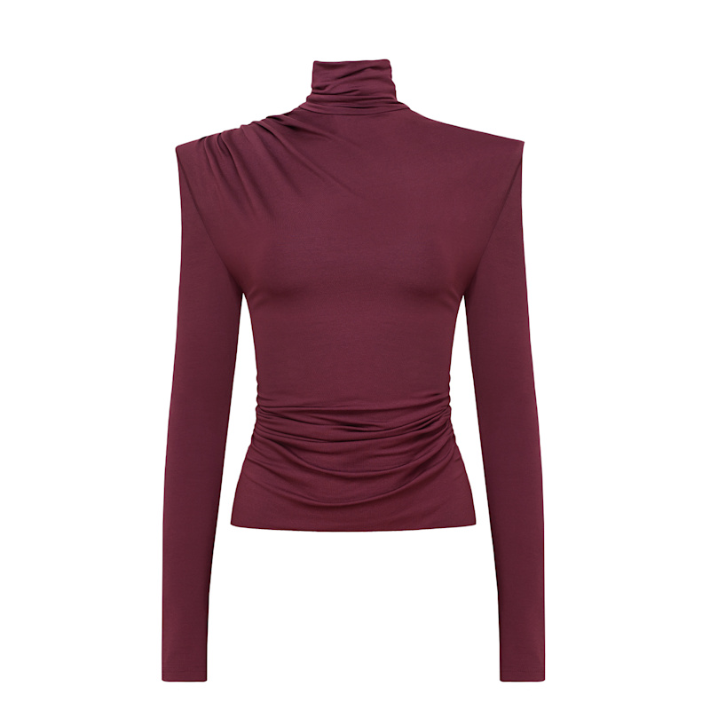 Thumbnail of Turtleneck With Draping Varo Maroon image