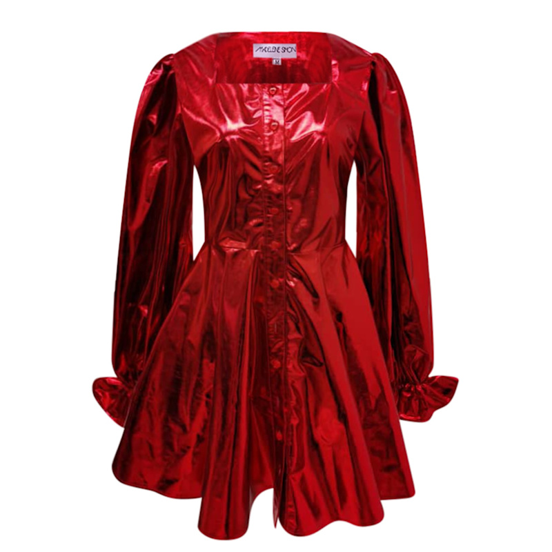 The Christmas Mad Hatter Metallic Dress - Red | MADELEINE SIMON STUDIO |  Wolf & Badger