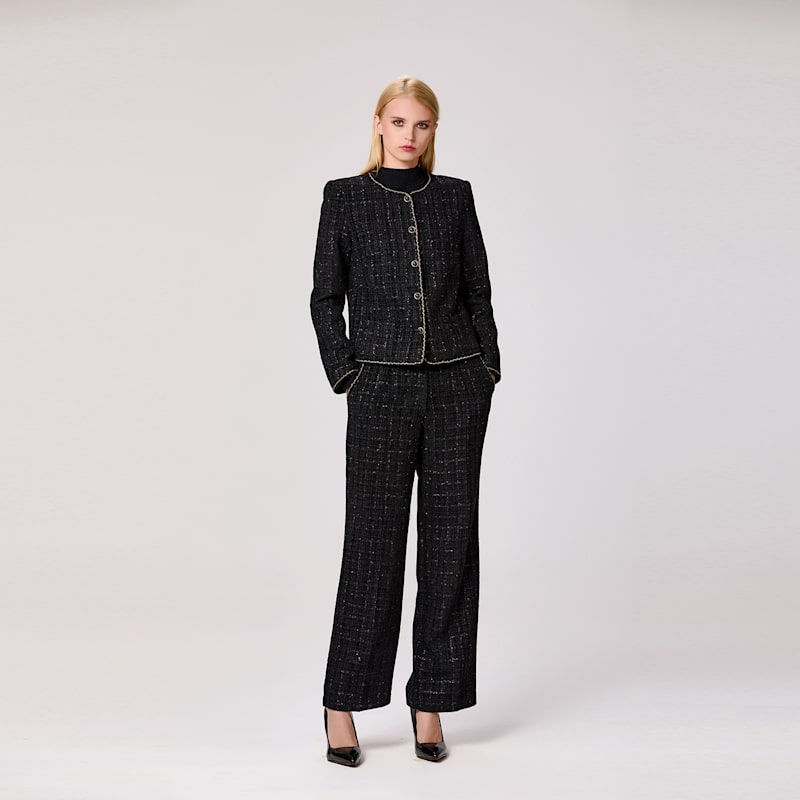 Thumbnail of Tweed Round Neck Jacket - Black image
