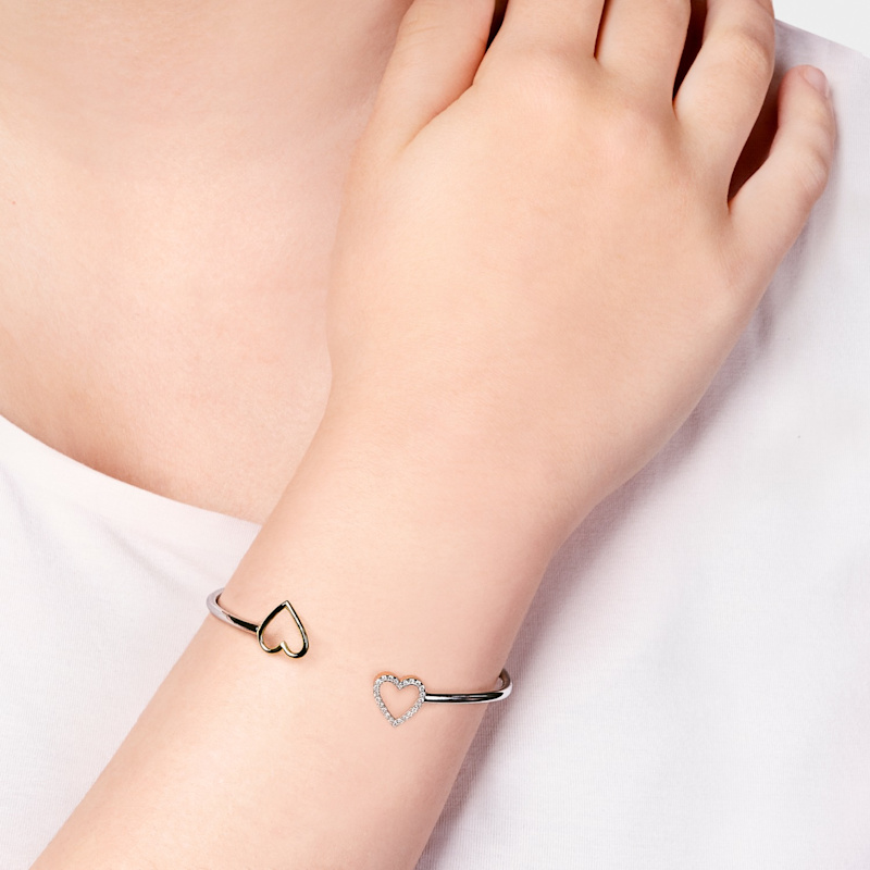 Thumbnail of Diamond Open Heart Bangle image