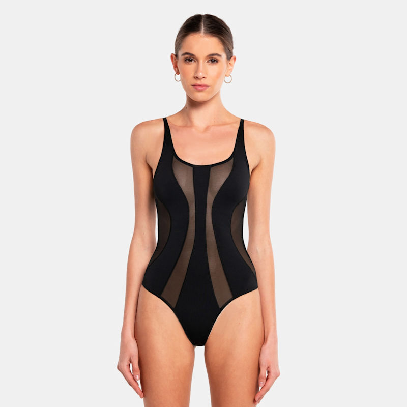 Thumbnail of Twist Black Mesh Bodysuit image