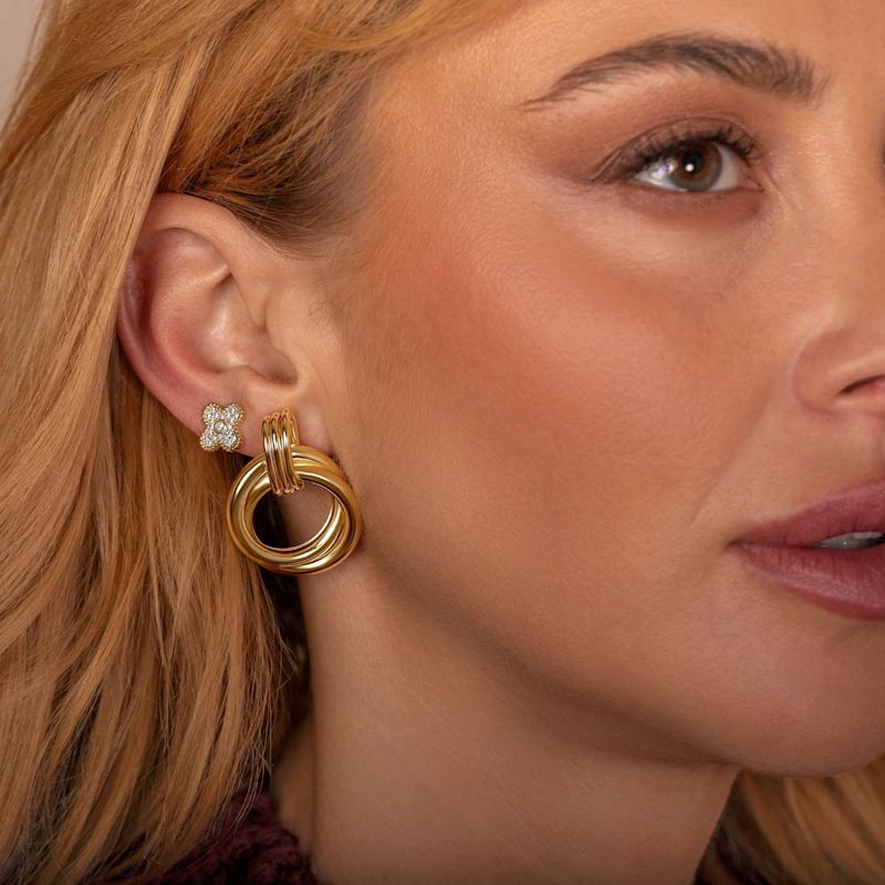Thumbnail of Twisted Round Drop Earrings - Gold image