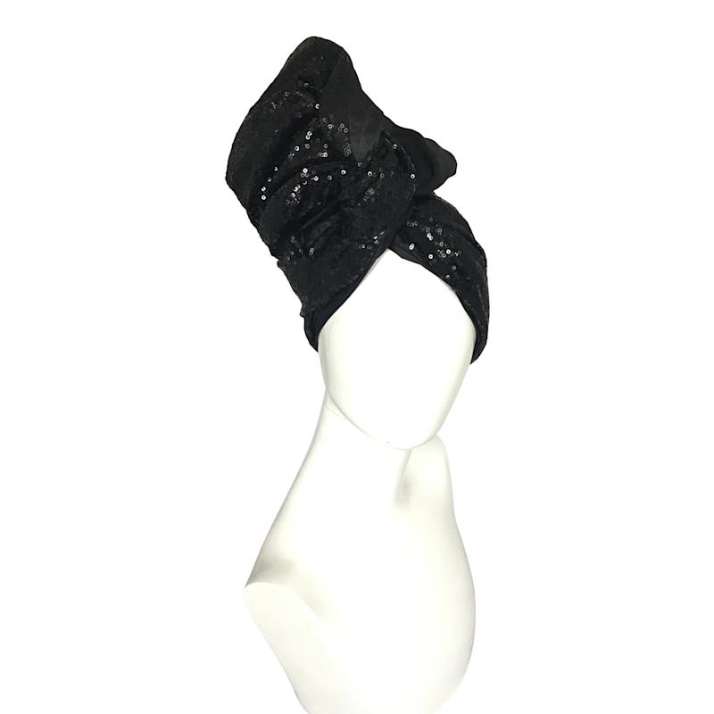 Thumbnail of Twisturban Turban In Sequin & Silk Black image