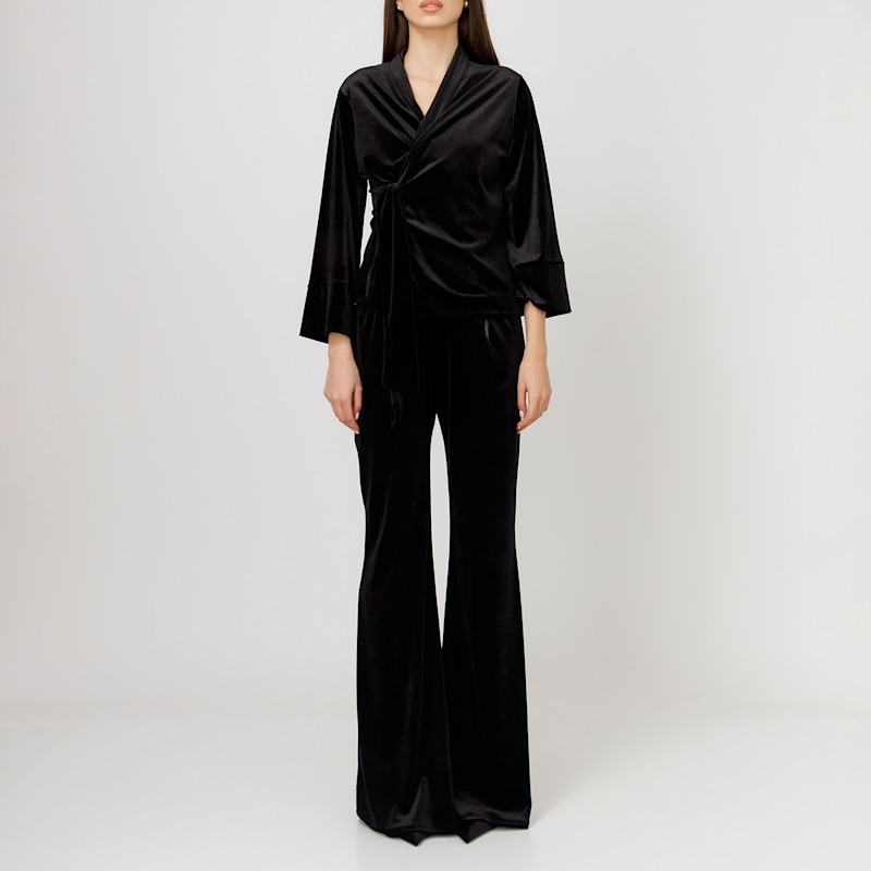 Thumbnail of Two-Piece Black Draped Velvet Suit image
