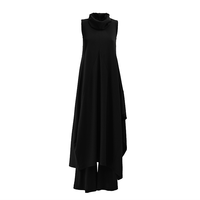 cream ribbed knit dress Rib Knit Slit Dress main image 1