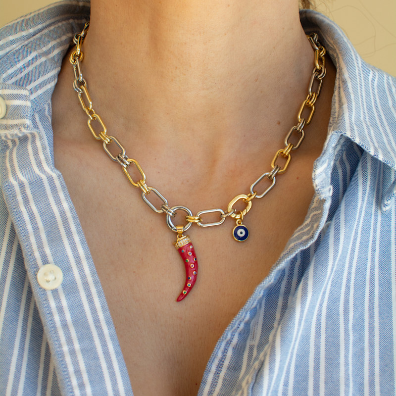Thumbnail of Two-Tone Charm Chain Necklace image