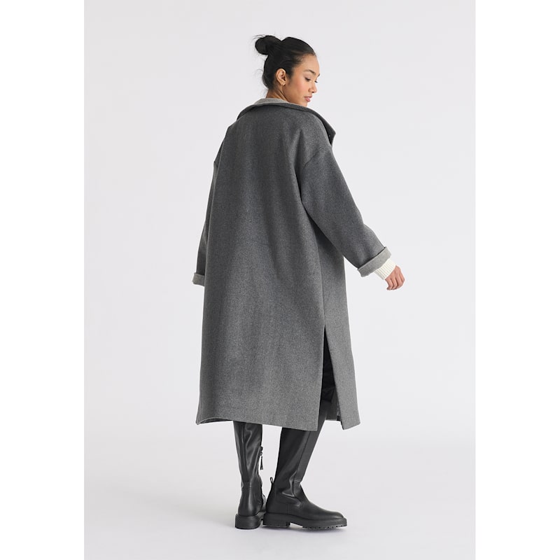 Thumbnail of Two-Tone Double Breasted Wool Blend Coat In Grey image