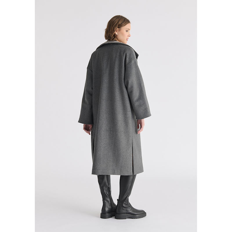 Thumbnail of Two-Tone Double Breasted Wool Blend Coat In Grey image