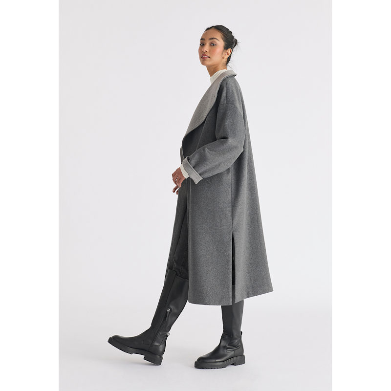 Thumbnail of Two-Tone Double Breasted Wool Blend Coat In Grey image
