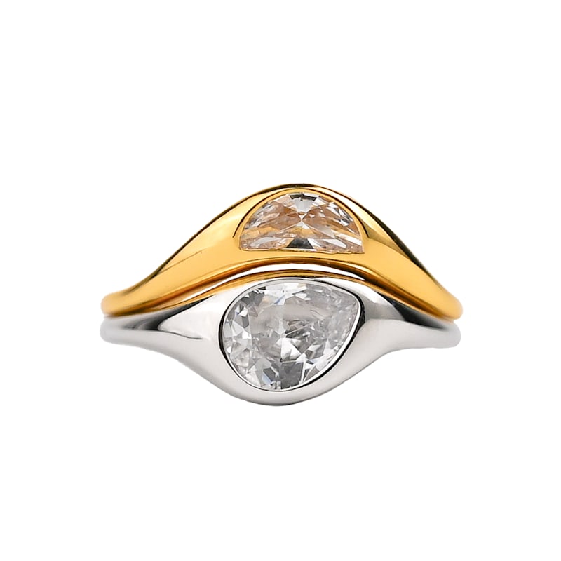 Two Tone Double Ring Set | Zynnia Collective | Wolf & Badger