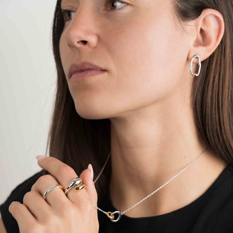 Thumbnail of Two Tone Molten Dangle Studs image