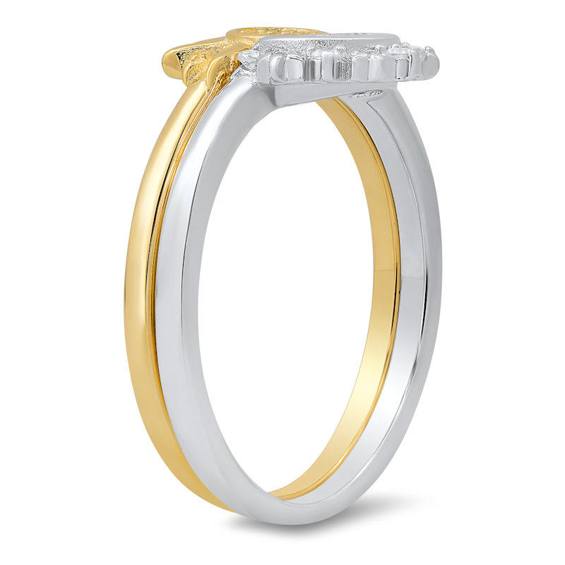 Thumbnail of Two-Tone Sun & Moon Diamond Cz 2Pc Stackable Ring Set In Sterling Silver image