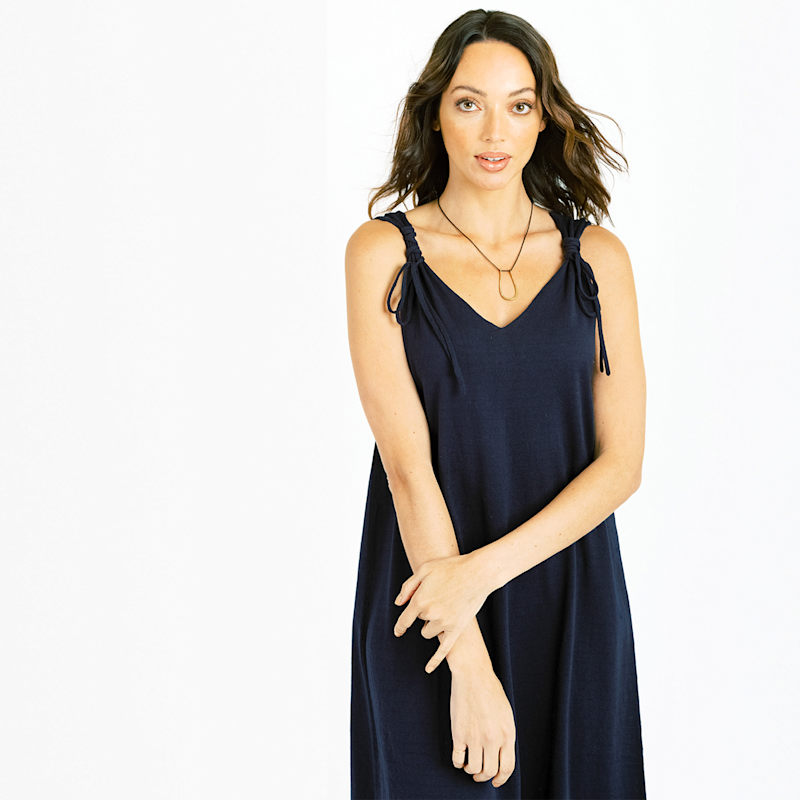 Thumbnail of Cashmere Maxi Slip Dress - Navy Blue image