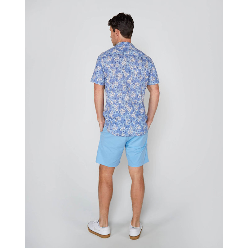 Thumbnail of Tyler Dense Floral Blue Mens Short Sleeve Shirt image