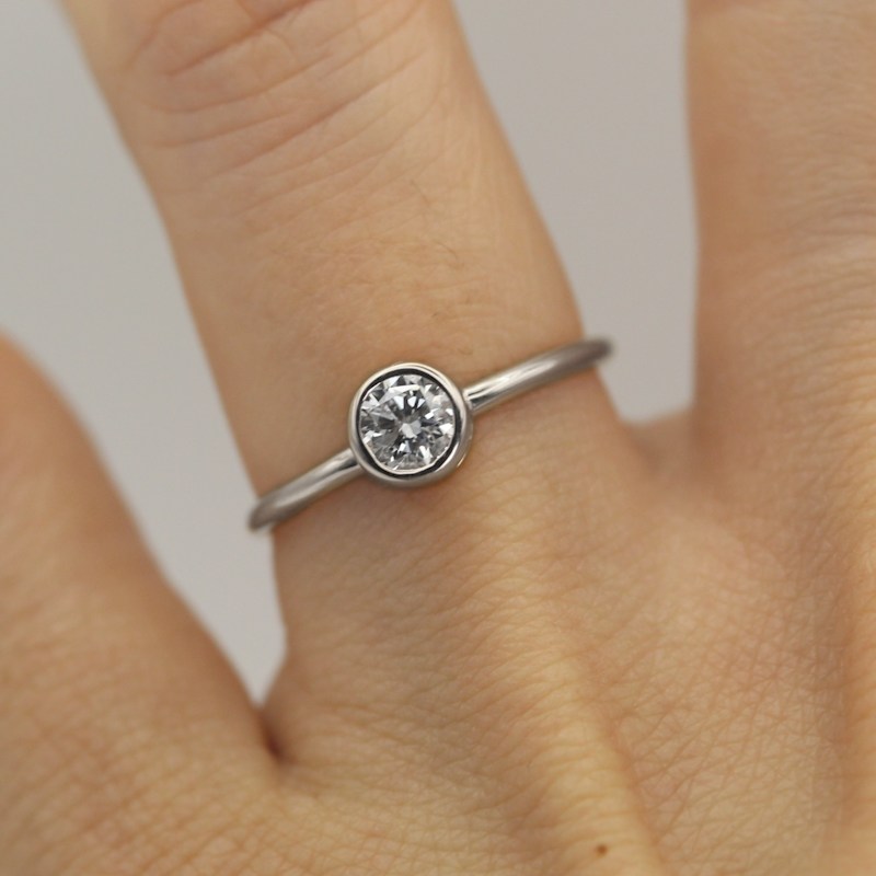 Thumbnail of Natural Diamond Bezel Setting Engagement Platinum Ring image