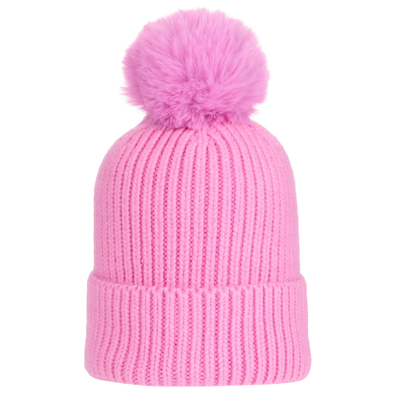 Thumbnail of Super Soft Chunky Cashmere Mix Hat With Pom Pom In Bubblegum Pink image