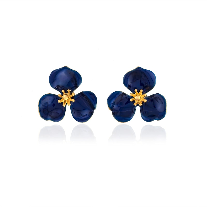 Thumbnail of Navy Blue Bloom Flower Earrings image