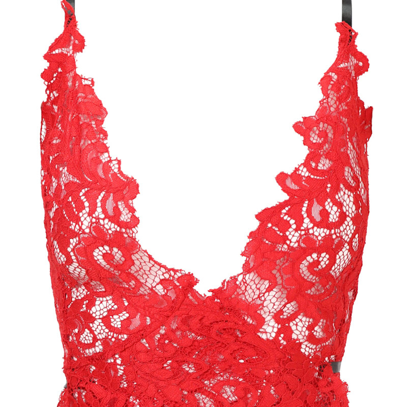 Thumbnail of Valentina Bright Cherry Lace Wrap Dress image