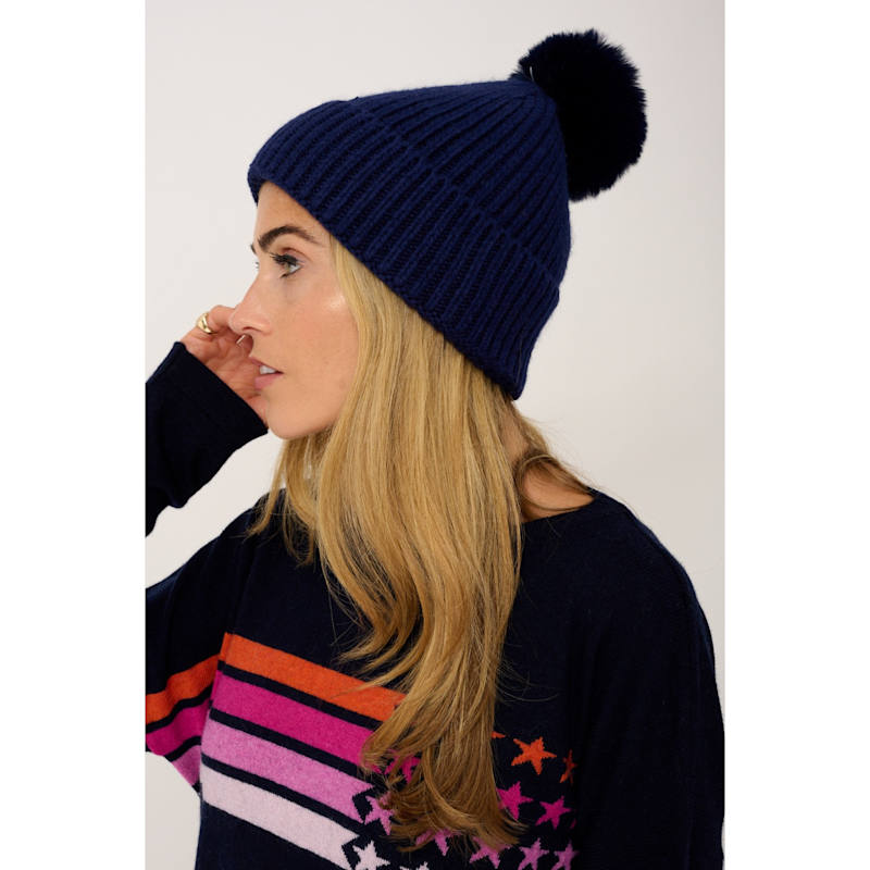 Thumbnail of Chunky Six Ply Cashmere Hat In Navy image