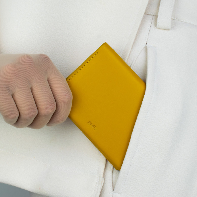 Thumbnail of Handmade Bifold Leather Wallet - Amber Yellow image