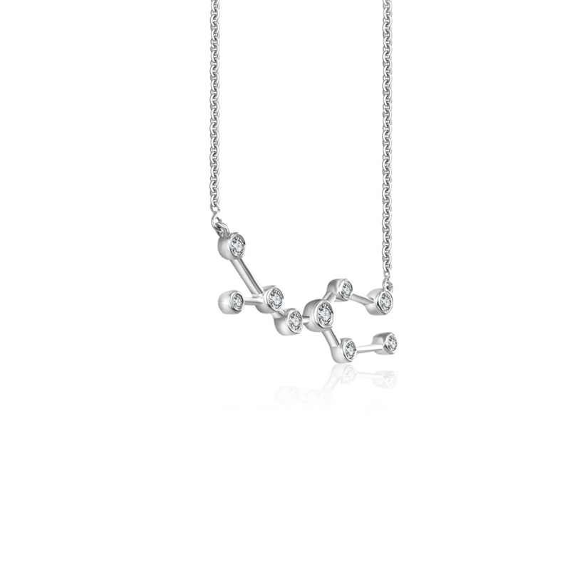 Thumbnail of Gemini Zodiac Constellation Necklace 18K White Gold & Diamond image