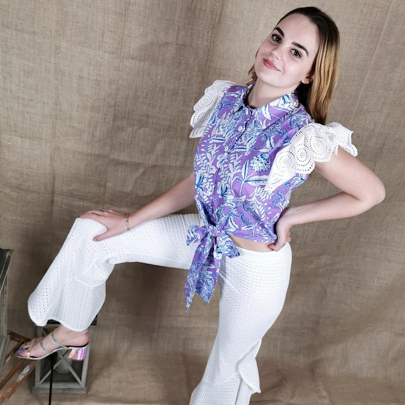 Thumbnail of Cotton Shirt With Ruffled Embroidered Sleeves image