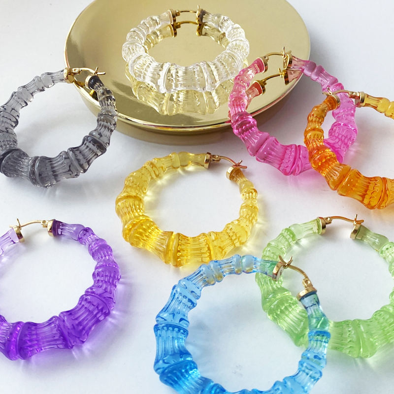 Thumbnail of Bamboo Hoop Earrings In Purple Grape image