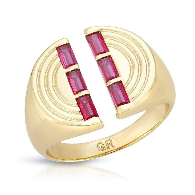 Thumbnail of The Edge Signet Ring - Ruby image
