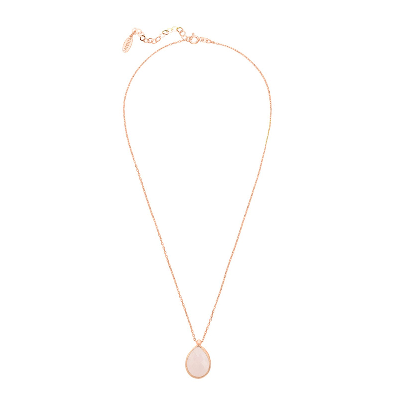 Thumbnail of Petite Drop Necklace Rosegold Rose Quartz image