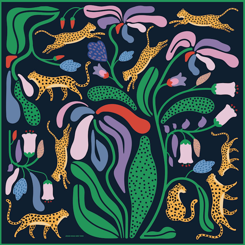 Thumbnail of Double Sided Silk Scarf Of Jungle Night image