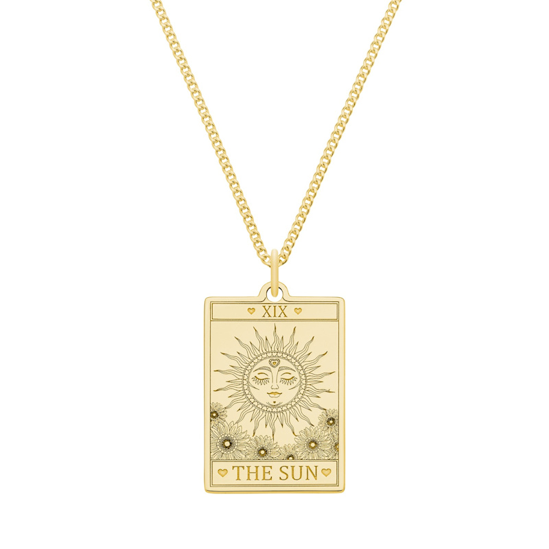 Thumbnail of Small 9ct 375 Gold  “The Sun” Tarot Card Necklace image